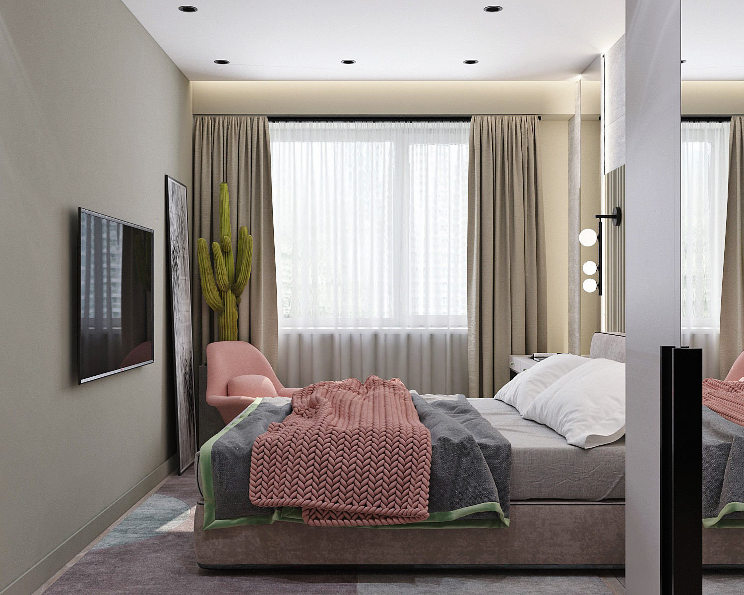 Спальня в апартаментах на Красных Воротах, Москва