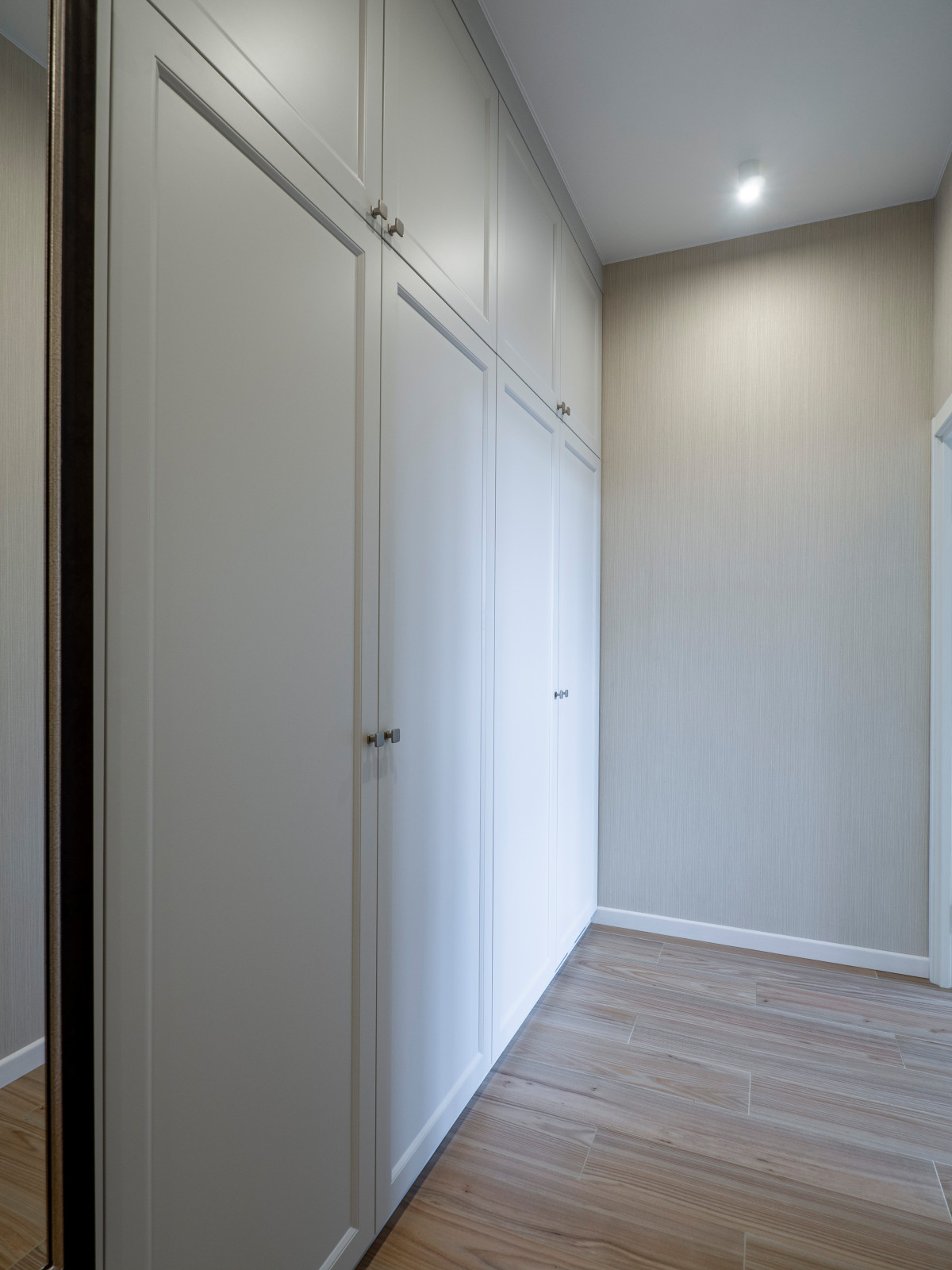 Меблировка прихожей и санузла в светло-мятном цвете