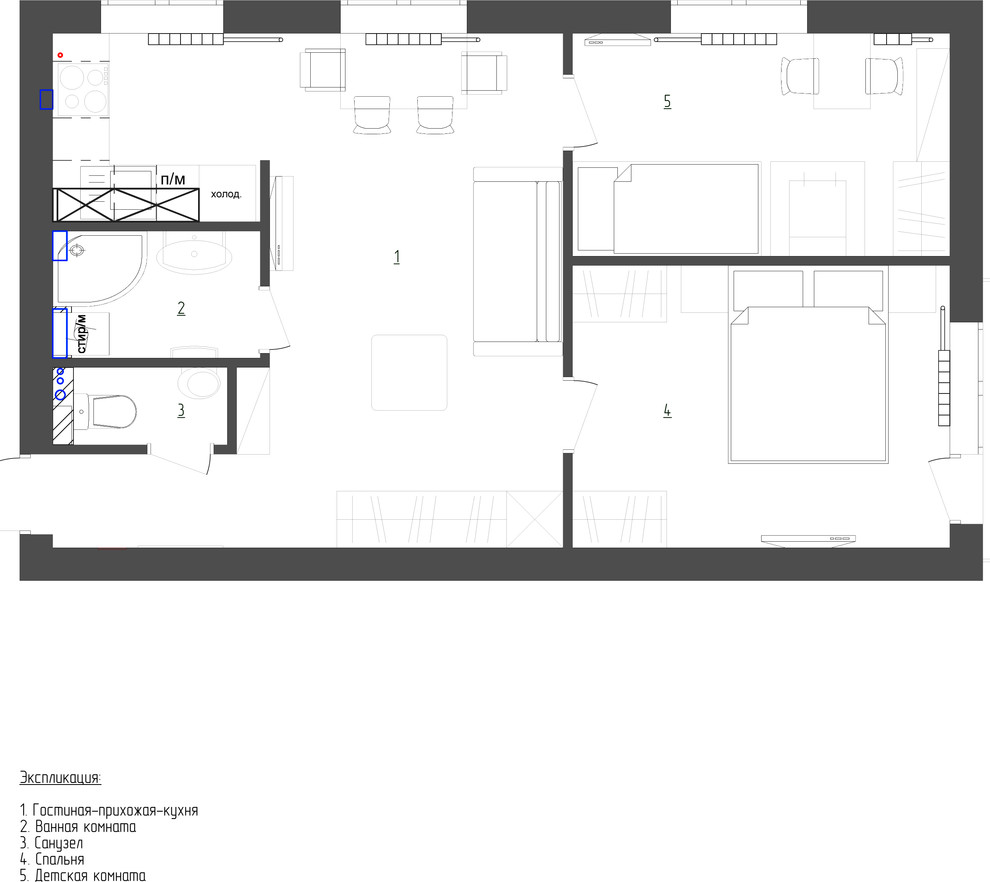Трехкомнатная из двушки. Квартира 50 м. в Боровом