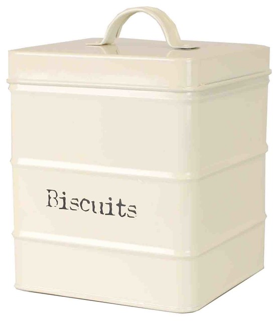 Biscuits Tin Canister, Ivory Contemporary Kitchen Canisters And