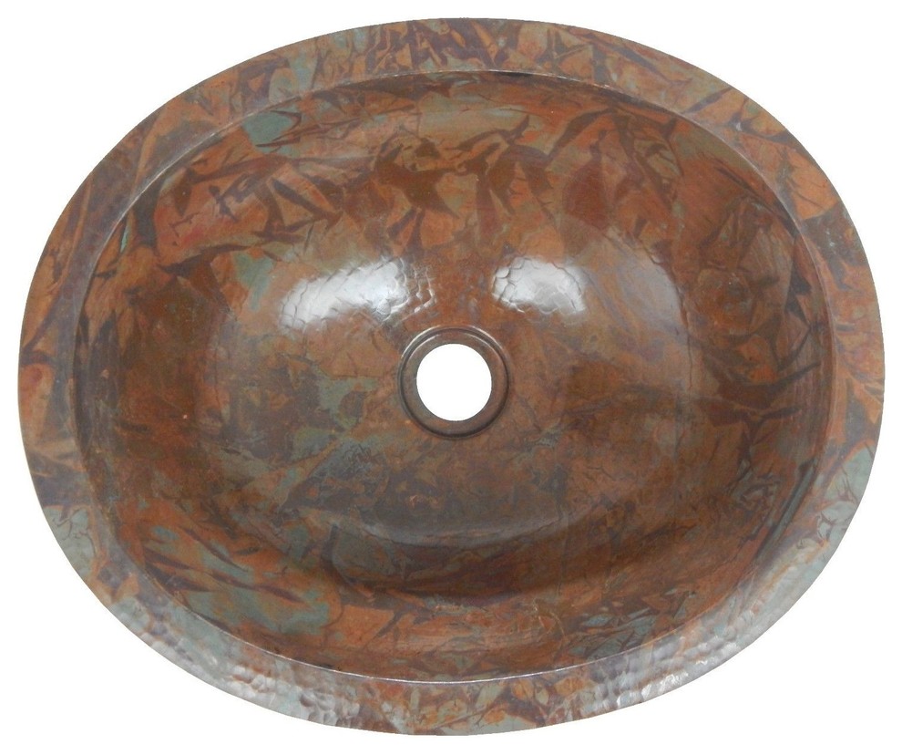 Mexican Copper Sink DropIn Bathroom Sinks 16"x13" Rag Patina Patina