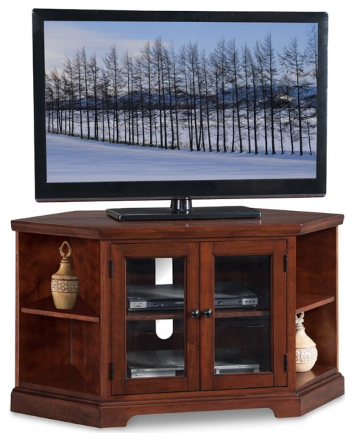 Bowery Hill Traditional Wood Corner TV Stand for TVs up to 46" in White