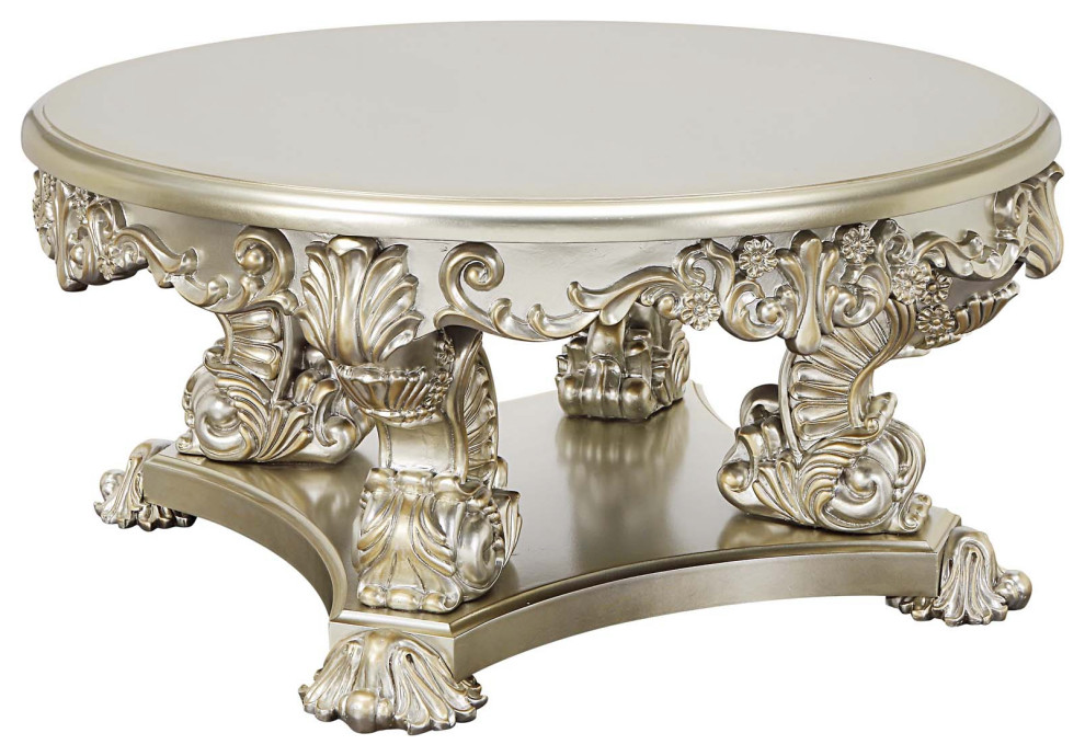 Traditional Round Coffee Table, Antique Gold Victorian Coffee Tables by Simple Relax Houzz