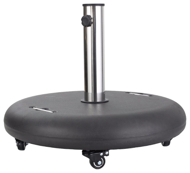 Hercules 88 lb. Umbrella Base With Wheels, Stainless Steel Pole Handle