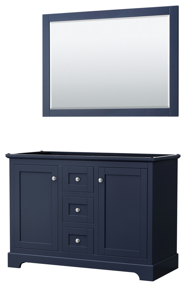Avery 48" Double Bathroom Vanity, Dark Blue, No Countertop, No Sinks