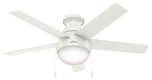 Hunter Fan Company 46 Anslee Low Profile Fresh White Ceiling Fan With Light