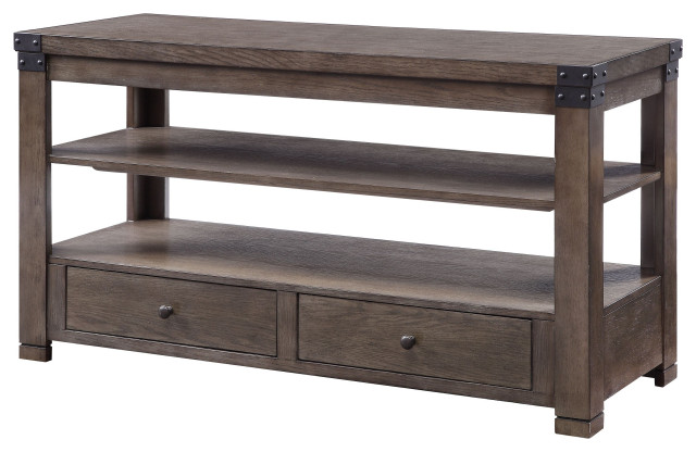Acme Melville Rectangular Wood 2-Drawers Storage Console Table, Ash Gray