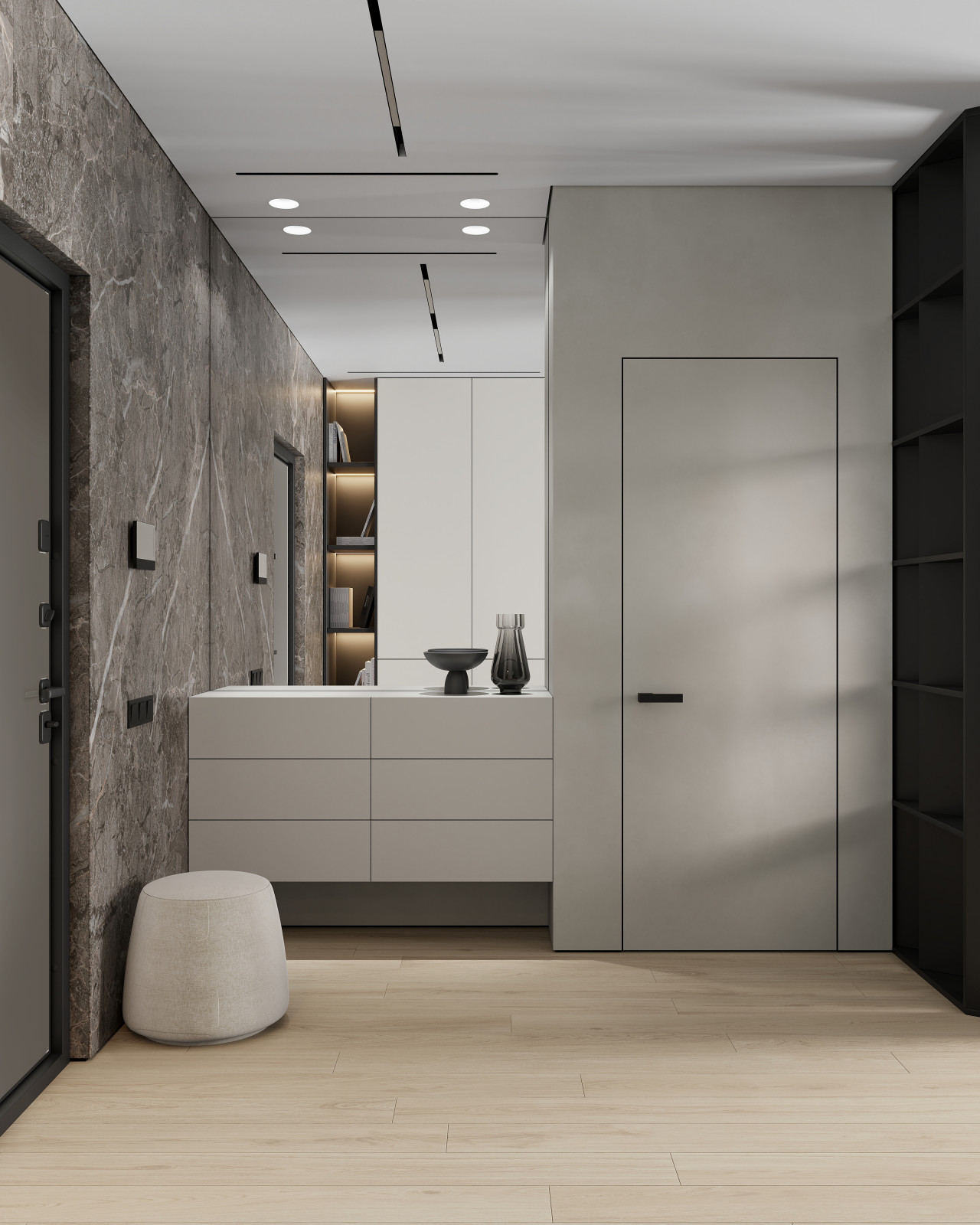 ЖК «Зенит», современный интерьер квартиры, построенный на контрастах