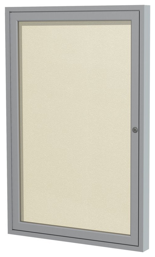 Ghent's Vinyl 36" x 30" 1 Door Enclosed Bulletin Board in Ivory