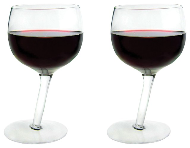 Bespoke Tipsy Slanted Stem Wine Glass Set Each Holds 5 Ounces