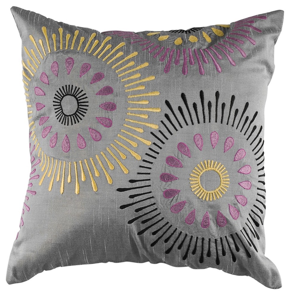 Silver Purple Kaleidescope 18"x18" Pillow Set of 2