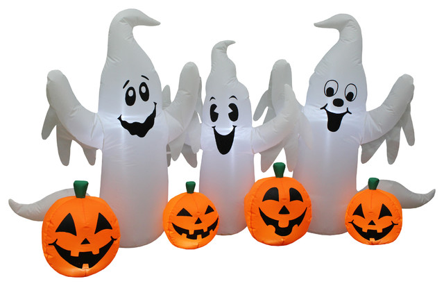 Halloween Inflatable Ghosts And Pumpkins Patch Yard Decoration 6ft Long