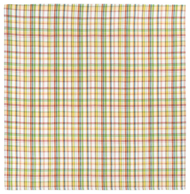 100% Cotton Red Blue Green & Tan Plaid 54"x90" Tablecloth - Riverbed, Haystack