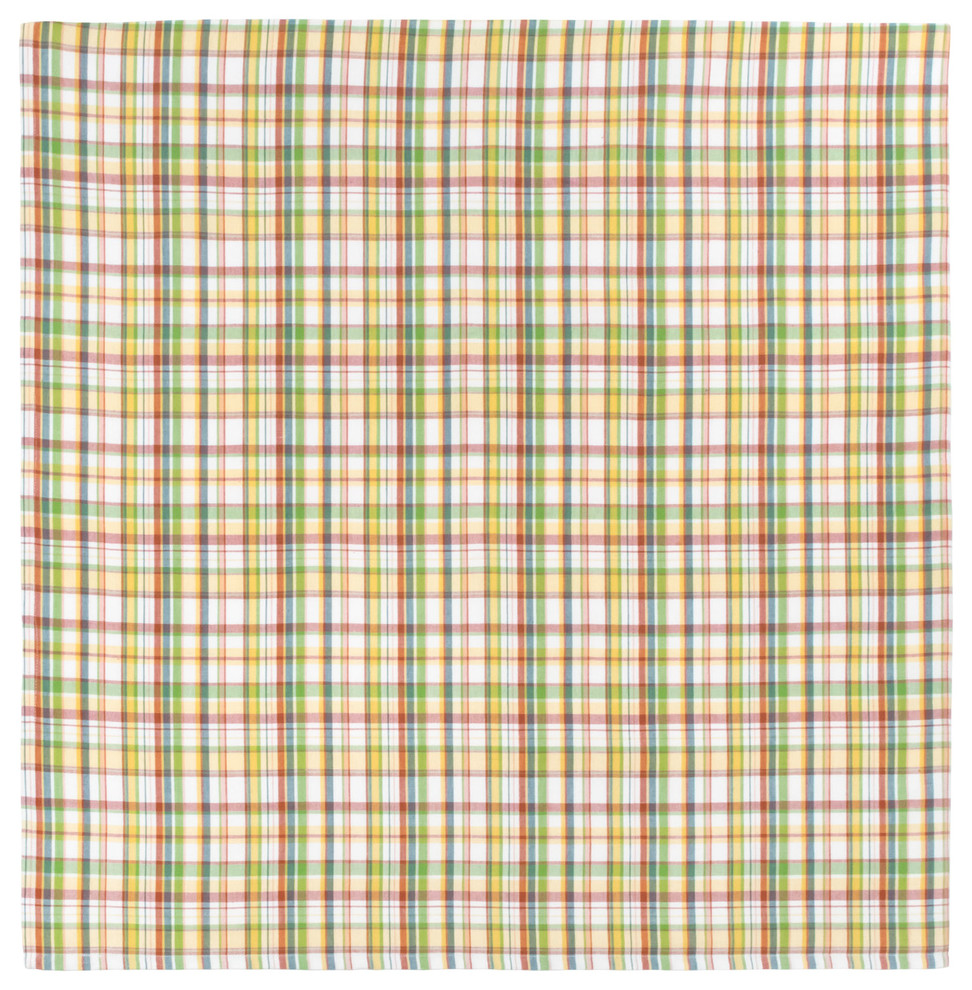 100% Cotton Red Blue Green & Tan Plaid 54"x90" Tablecloth - Riverbed, Haystack
