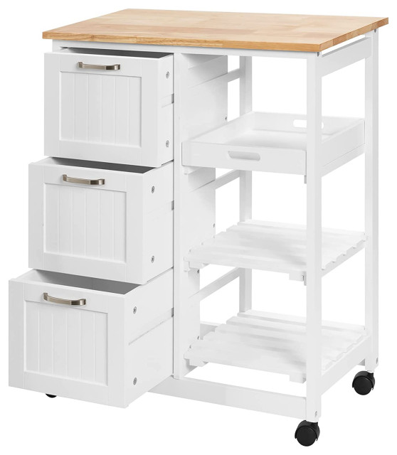 Modern Kitchen Island Cart with Storage on Wheels - Transitional ...