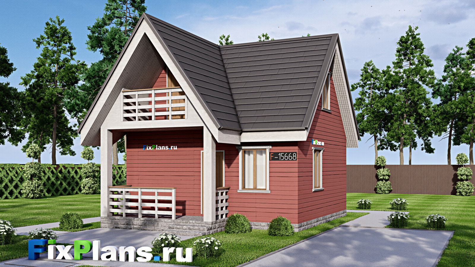 Проект дома с мансардой 8х8 м S83м2 F-15668