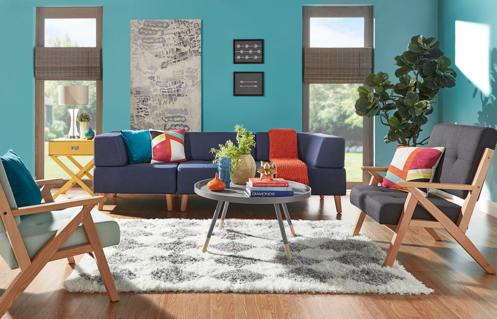 Inspiration for a mid-century modern living room remodel in Chicago