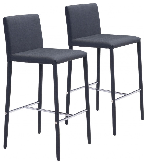 Set of Two Black Restaurant Quality Sleek Bar Chairs Contemporary Bar Stools And Counter
