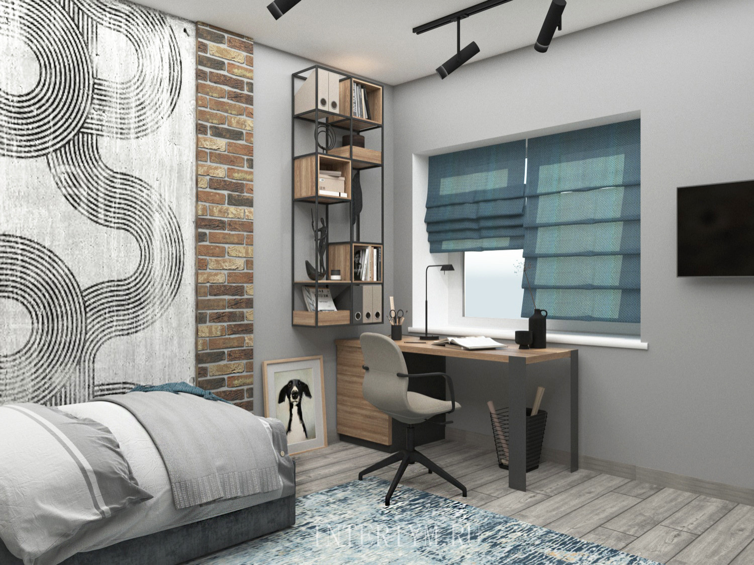 Дизайн спальни для подростка в стиле лофт