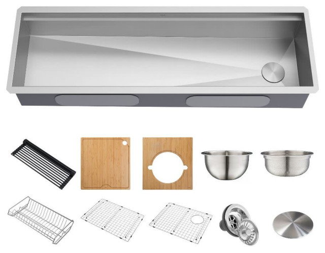 Kraus KWU210-57 Kore 57" Undermount Single Bowl Kitchen Sink - Stainless Steel
