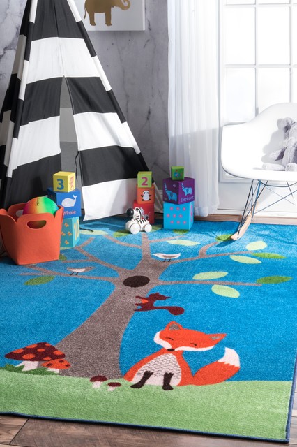 Kids Contemporary Nursery Printed Area Rug Multi 3 X5