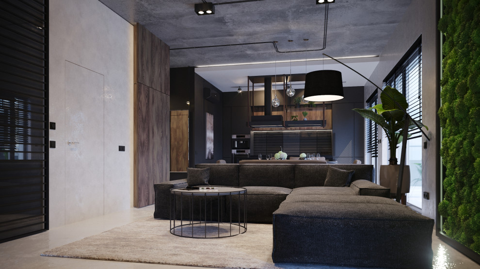 Интерьер квартиры в индустриальном стиле для холостяка