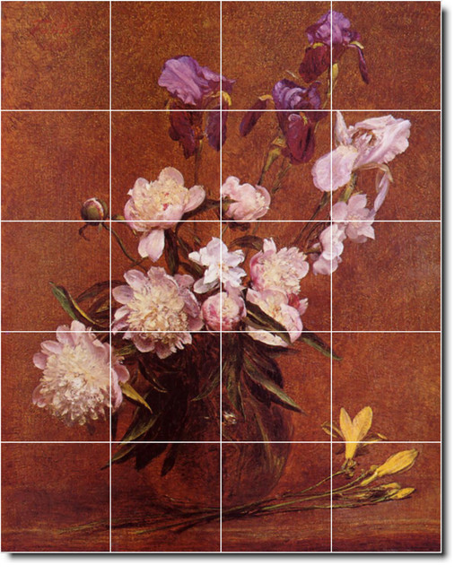 Henri Fantin-Latour Flowers Painting Ceramic Tile Mural #86, 24"x30"