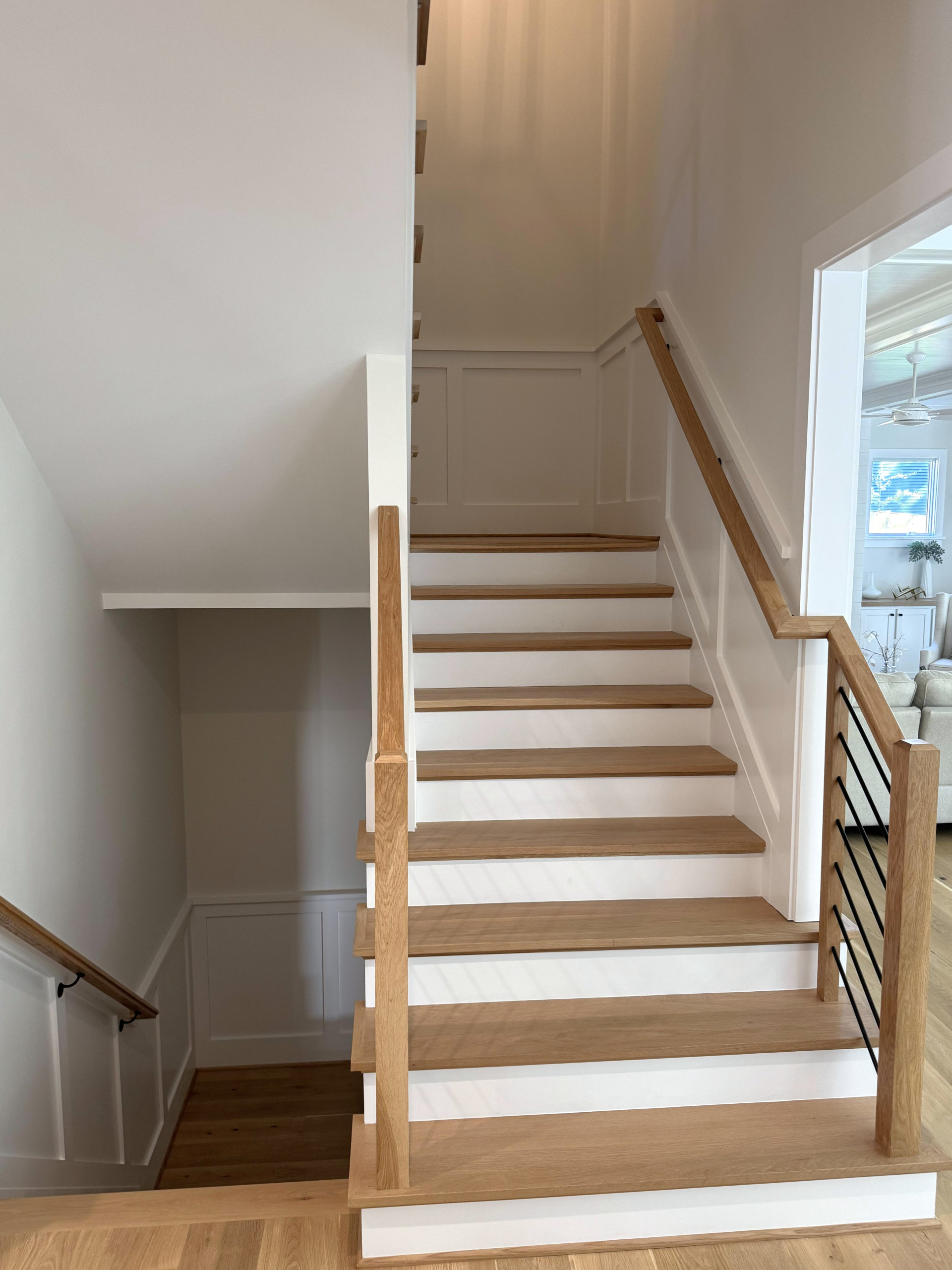 140_Modern White Oak Stair with Horizontal Bar Rail, Falls Church, VA 22043