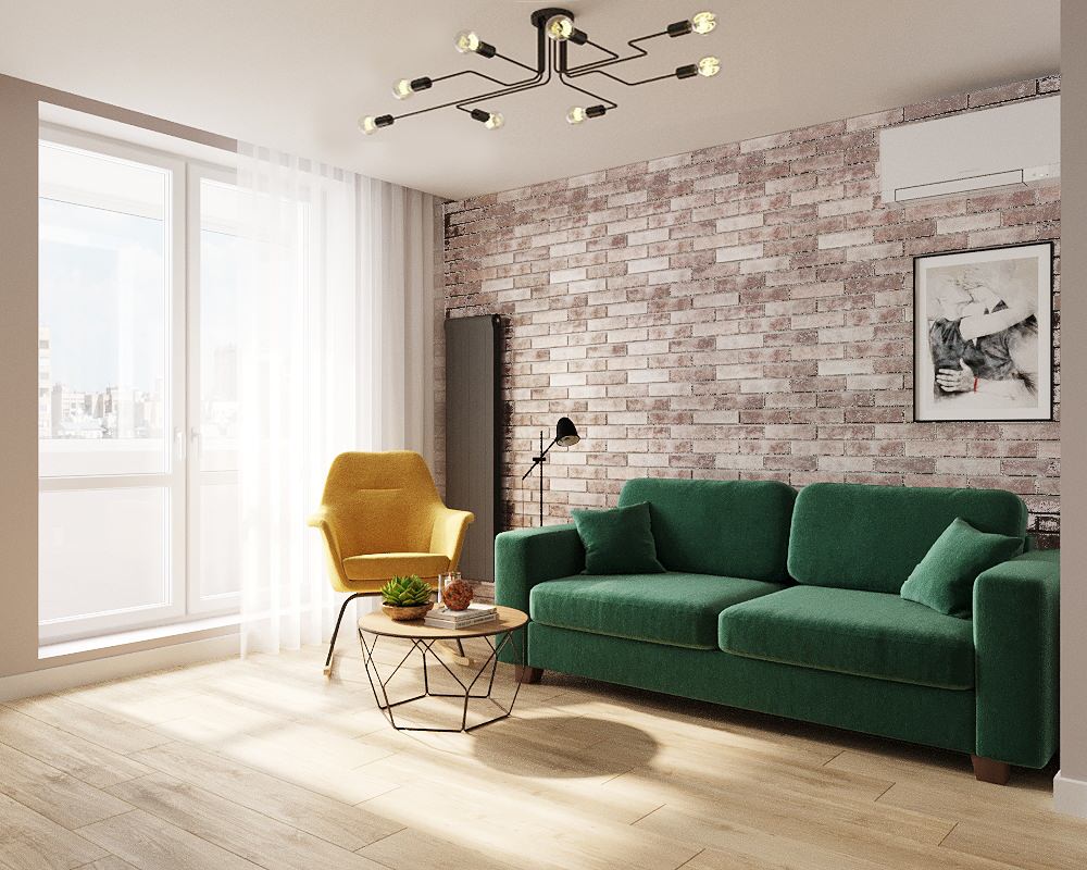 Яркий минимализм квартира 60 кв м