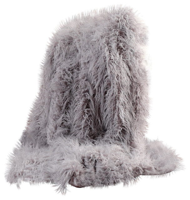 Faux Mongolian Lamb Fur Throw, 60" Contemporary Throws by Best