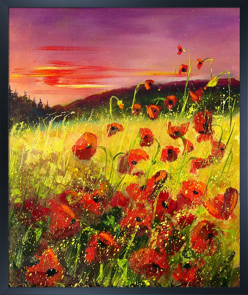 ArtistBe Poppies in Sunset with Frame, 21.5 x 25.5