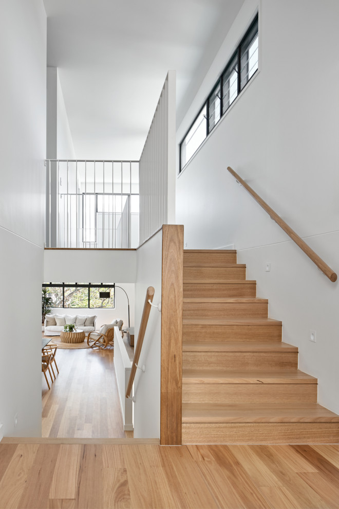Finished timber staircase inside Australian residential home