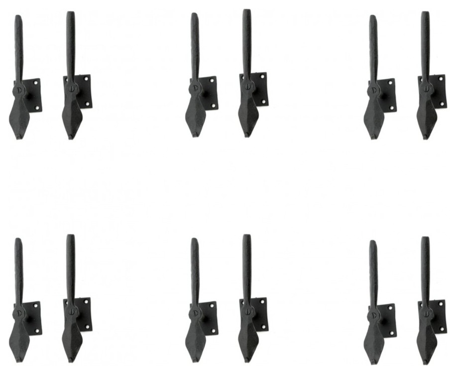 Black Shutter Dog Holders 7" L Wrought Iron Rust Resistant Wood Mount