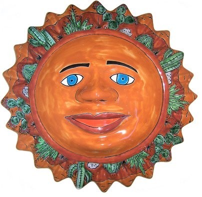 Desert Talavera Ceramic Big Sun Face - Southwestern - Outdoor Wall Art ...