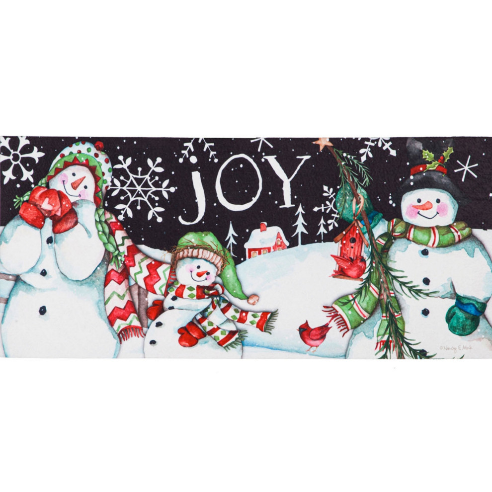 Christmas Snowman Holiday Sassafras Mat Rubber Winter Holiday Joy