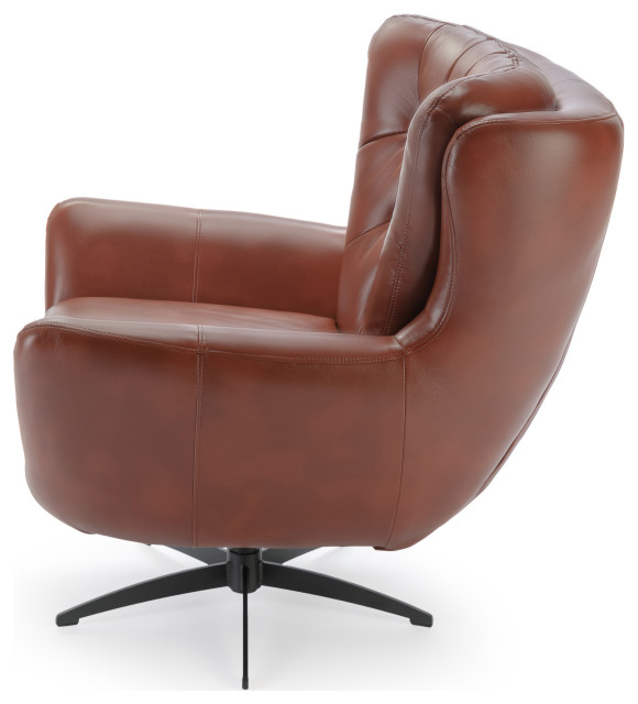 Clayton Tufted Faux Leather Swivel Chair - Midcentury - Armchairs And ...