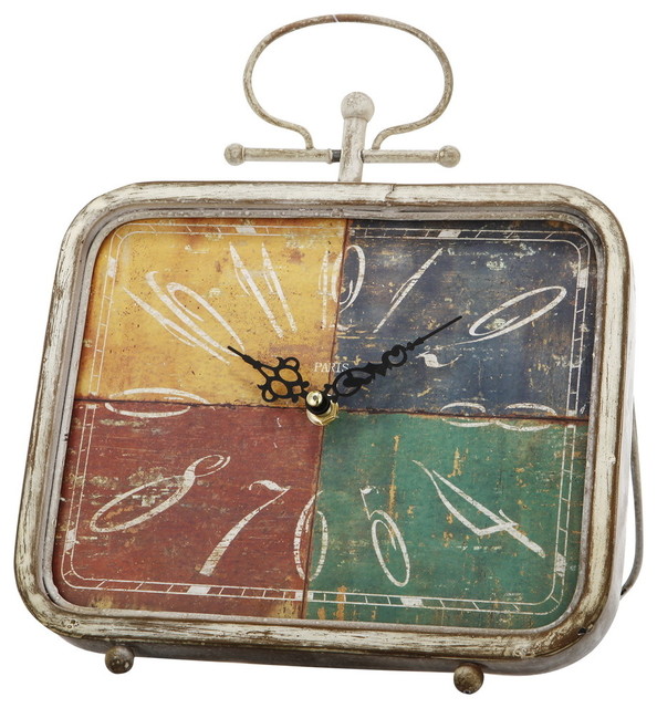 Antiqued Metal Table Clock - Farmhouse - Desk And Mantel Clocks - by ...