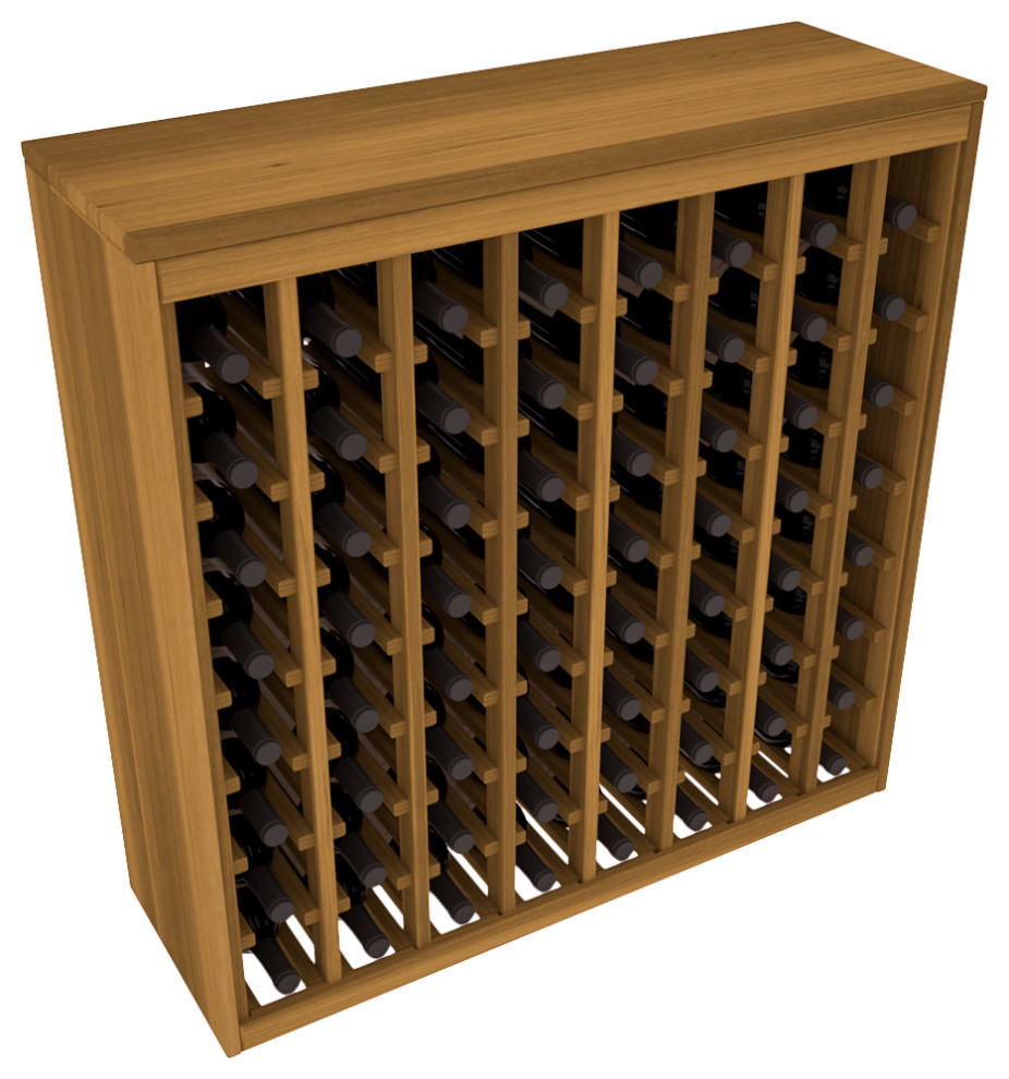 64-Bottle Deluxe Wine Rack,  Redwood, Oak Stain