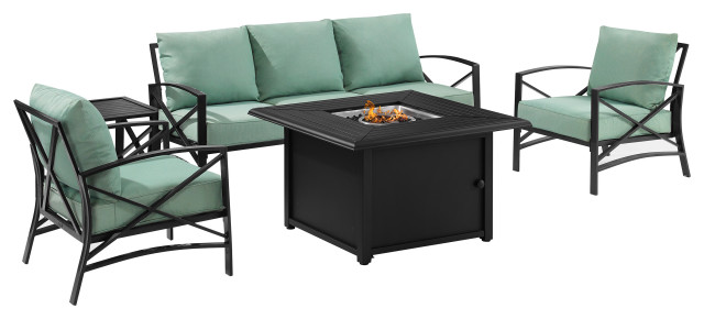 Kaplan 5-Piece Outdoor Sofa Set With Fire Table, Oil Rubbed Bronze ...