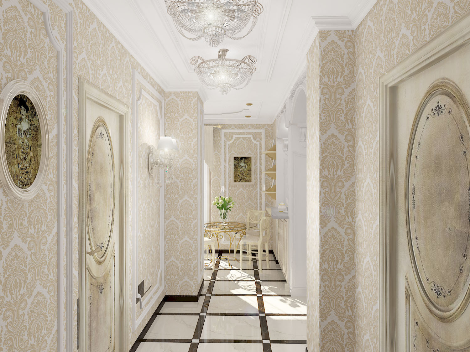 Квартира в бежевых тонах в стиле неоклассика