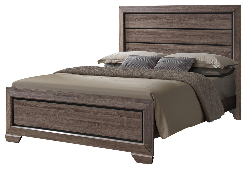 Jardena Panel Bed King Brown Wood, Headboard Footboard Bed Frame King