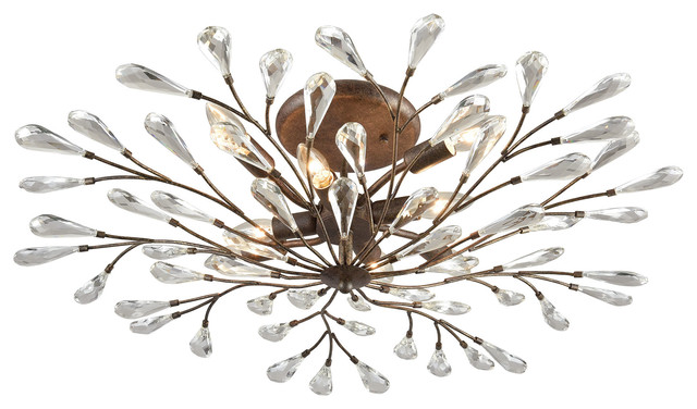 Shabby Chic 8 Light Semi Flush Mount In Sunglow Bronze Finish