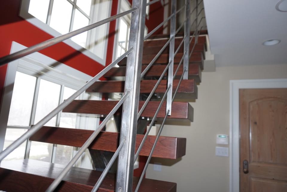 18_Modern Industrial Stairway with Steel Rod Rails, Washington DC 20007