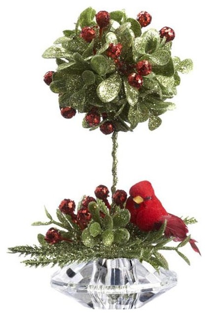 Ornament-Cardinal Floral Cross 7" x 10.5"