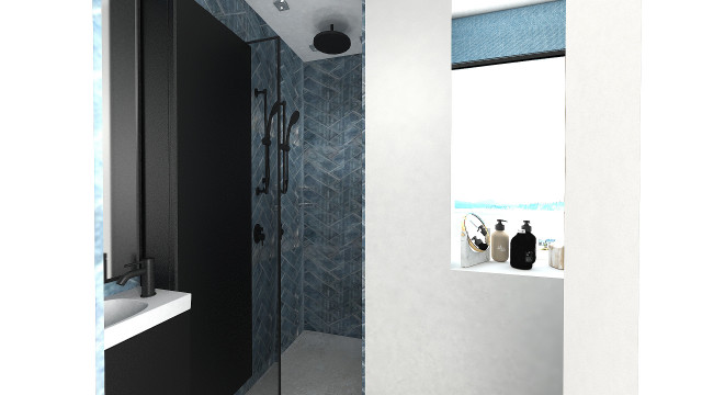 Tiny house interior moderne-badevaerelse