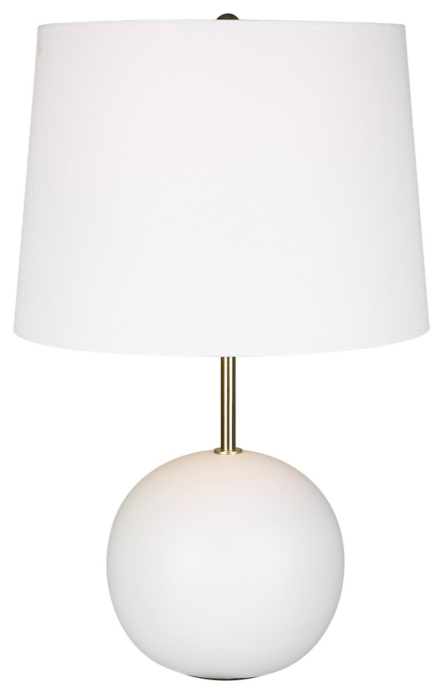 Round, White Ceramic Base With Gold Accents Table Lamp Contemporary