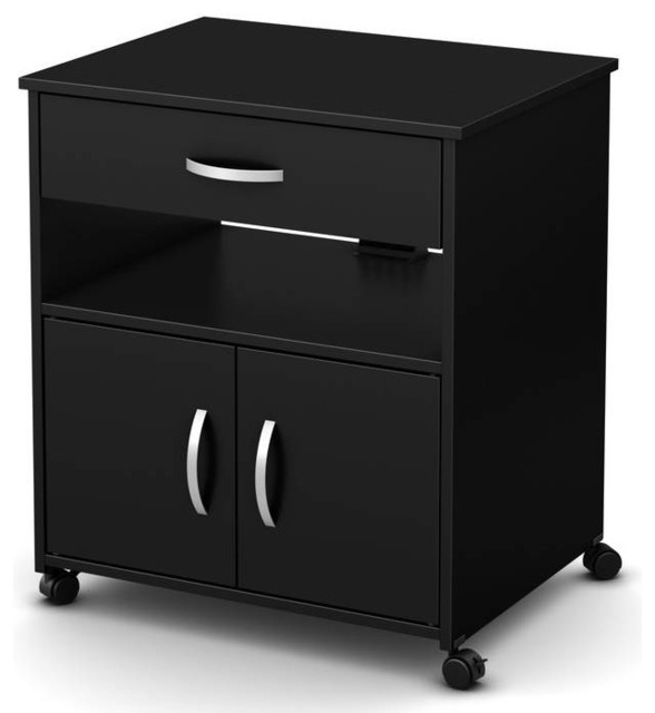 South Shore Axess Printer Cart In Pure Black Contemporary