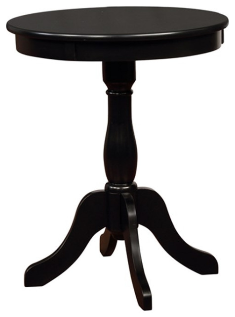 Linon Palmetto Round Wood Accent Table in Black