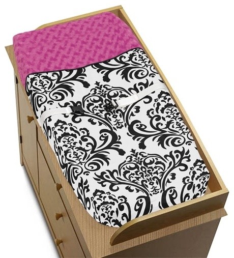 Isabella Hot Pink, Black and White Changing Pad Cover by Sweet Jojo Designs