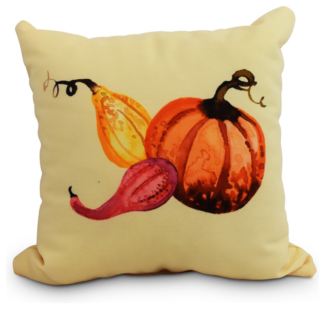 Gourd Pile Light Yellow Fall Print Outdoor Decorative Throw Pillow